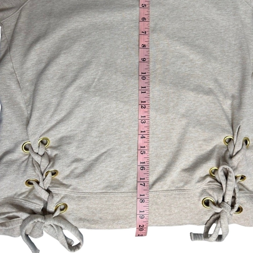 Michael Kors Womens Oatmeal Heather Lace Up Side Grommet Sweatshirt Small Beige - Picture 6 of 12